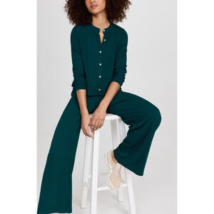 Donni. 'Ribbed' Blue Knit Crewneck Cardigan Size XS